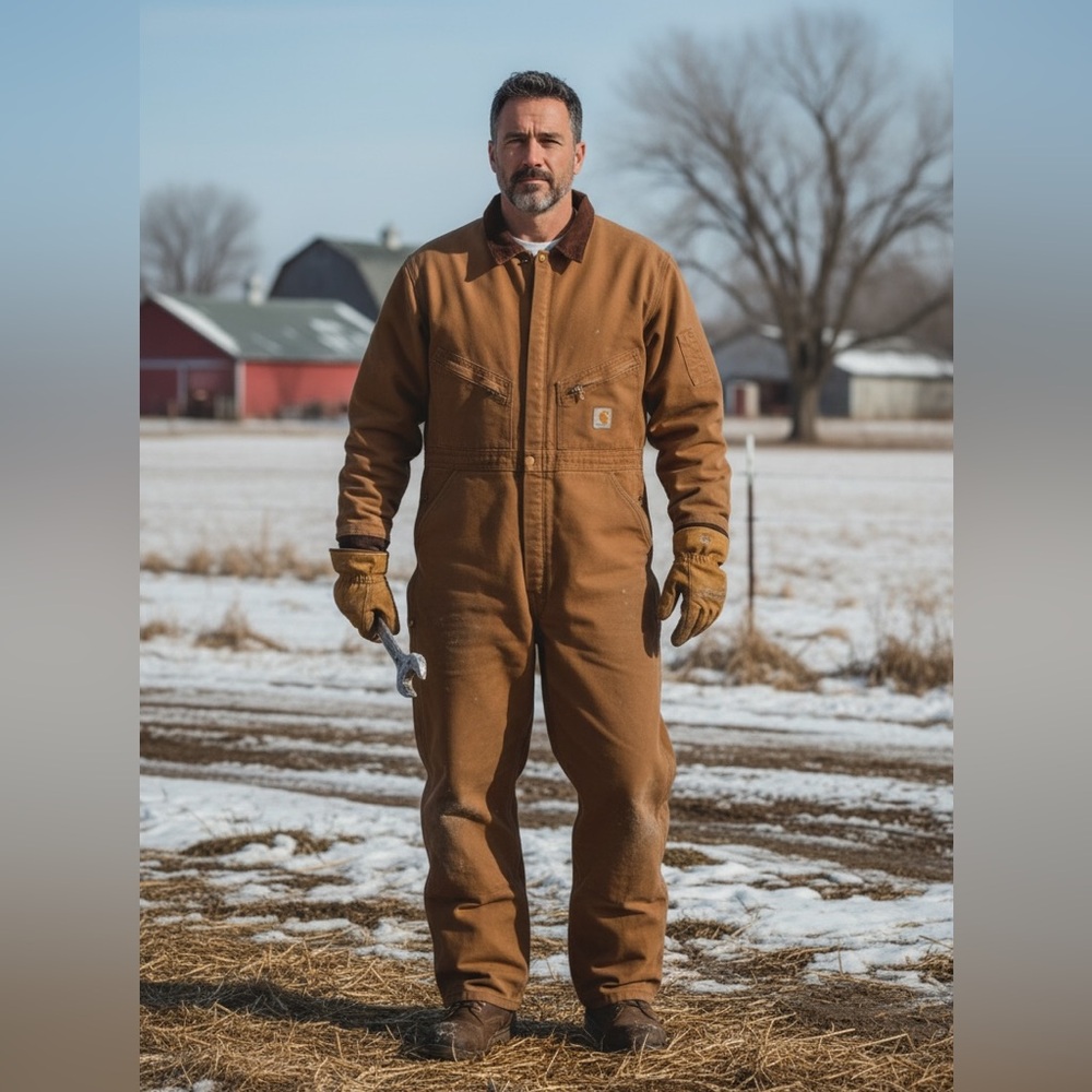 Carhartt Men’s Brown Quilted Duck Canvas Insulated Coveralls Tall 48 Made In USA